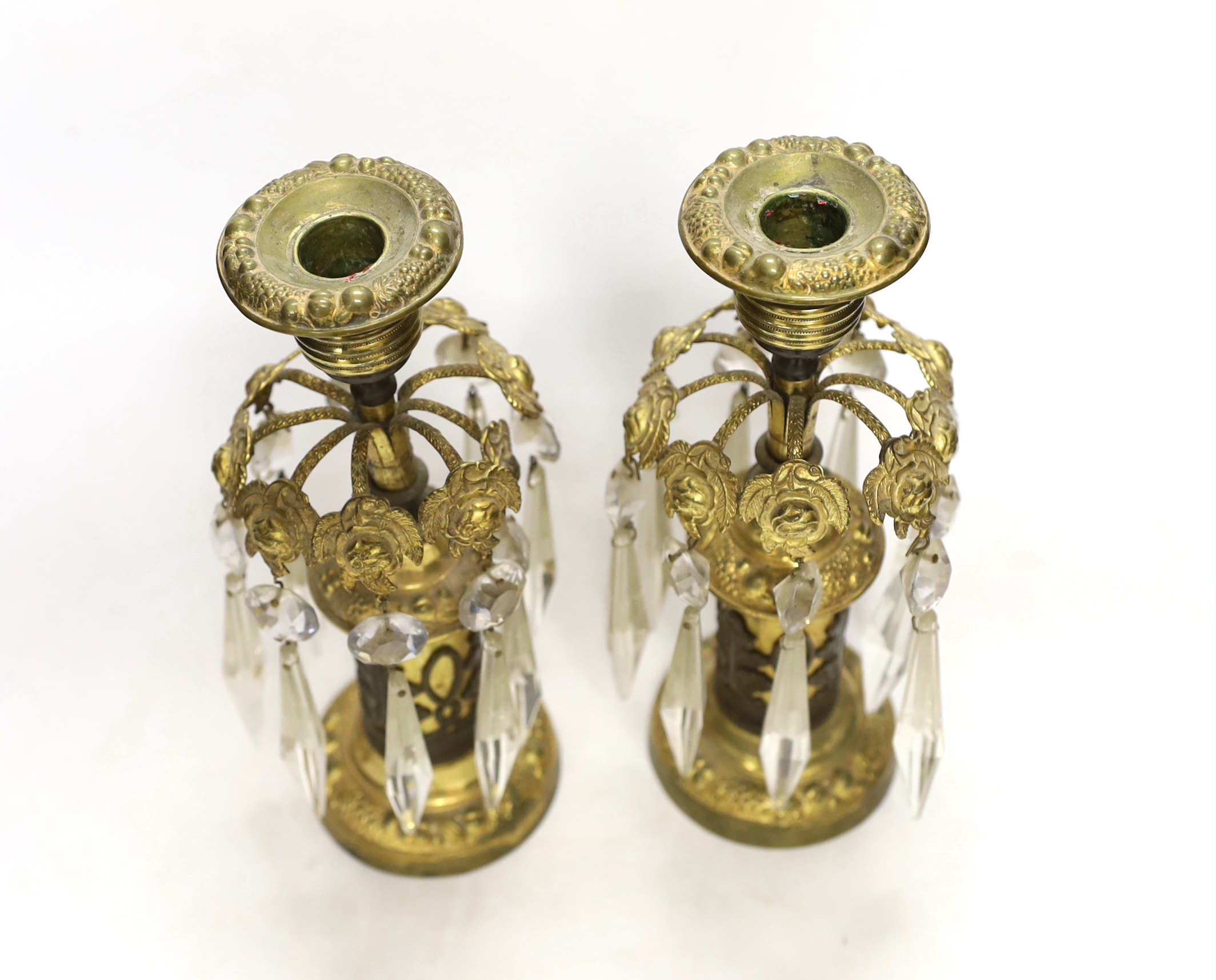 A pair of early 19th century ormolu table lustres, 23cm high - Image 3 of 4