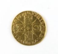 British Gold coins, Anne guinea, 1708, second bust, plugged otherwise VG or better (S3572)