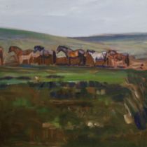 After Sir Alfred Munnings, oil on canvas, Ponies on a hillside, produced for the film 'Summer in