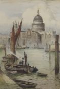 Robert Herdman-Smith (1879-1945), colour etching, 'St Paul's from Bankside', signed in pencil, 25