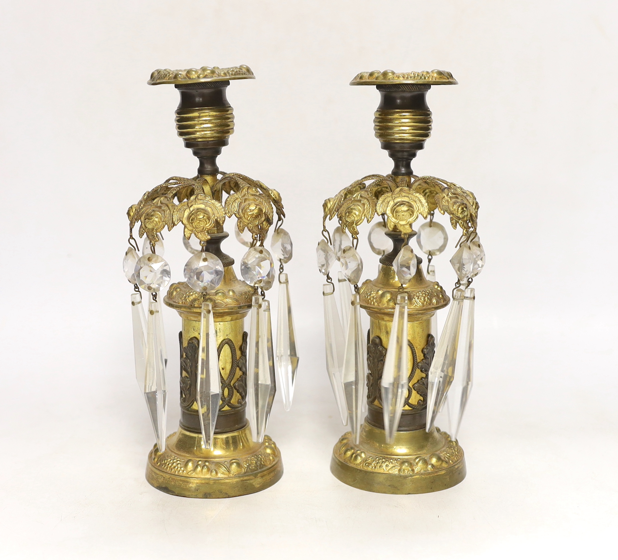 A pair of early 19th century ormolu table lustres, 23cm high - Image 2 of 4