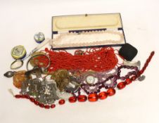 A group of assorted collectable, jewellery etc. including Bakelite bead necklace, Halcyon Days