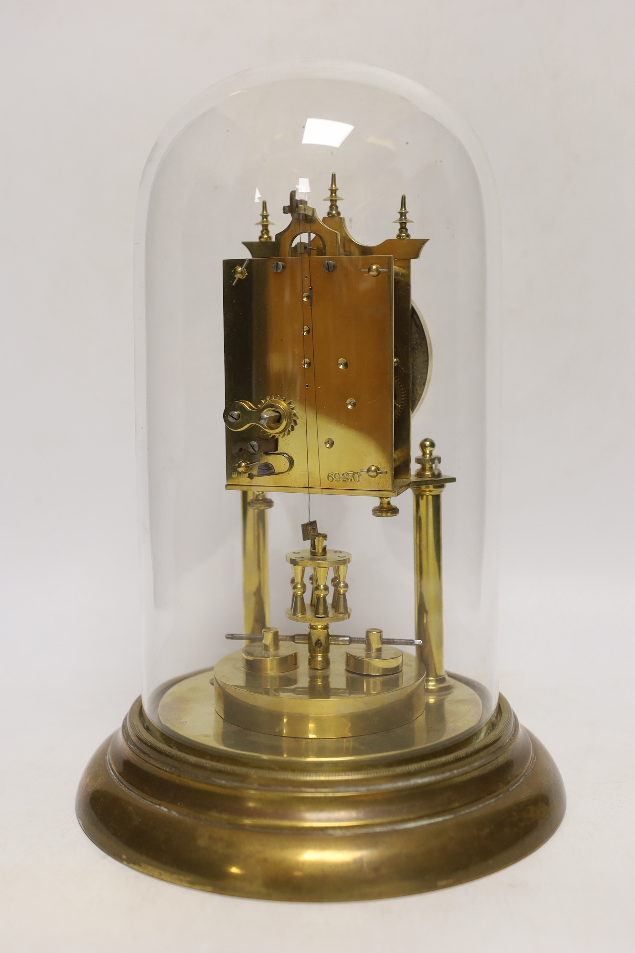 An early 20th century clock under a glass dome, 27cm high - Image 3 of 3
