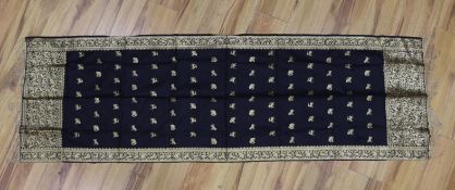 A gold thread Indian embroidered stole, 184 x 57cm
