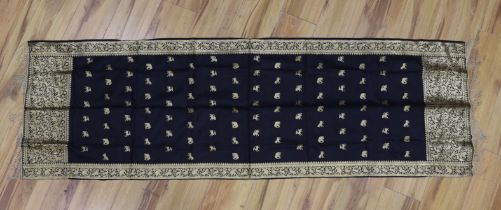 A gold thread Indian embroidered stole, 184 x 57cm