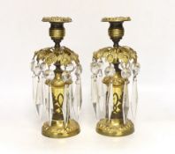 A pair of early 19th century ormolu table lustres, 23cm high