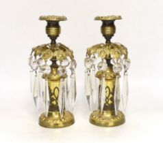 A pair of early 19th century ormolu table lustres, 23cm high