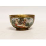 A Meissen Marcolini period cabinet cup, hand painted with figures beneath a tree and gilded