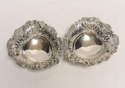 A pair of late Victorian Scottish pierced silver bonbon dishes, Hamilton & Inches, Edinburgh,