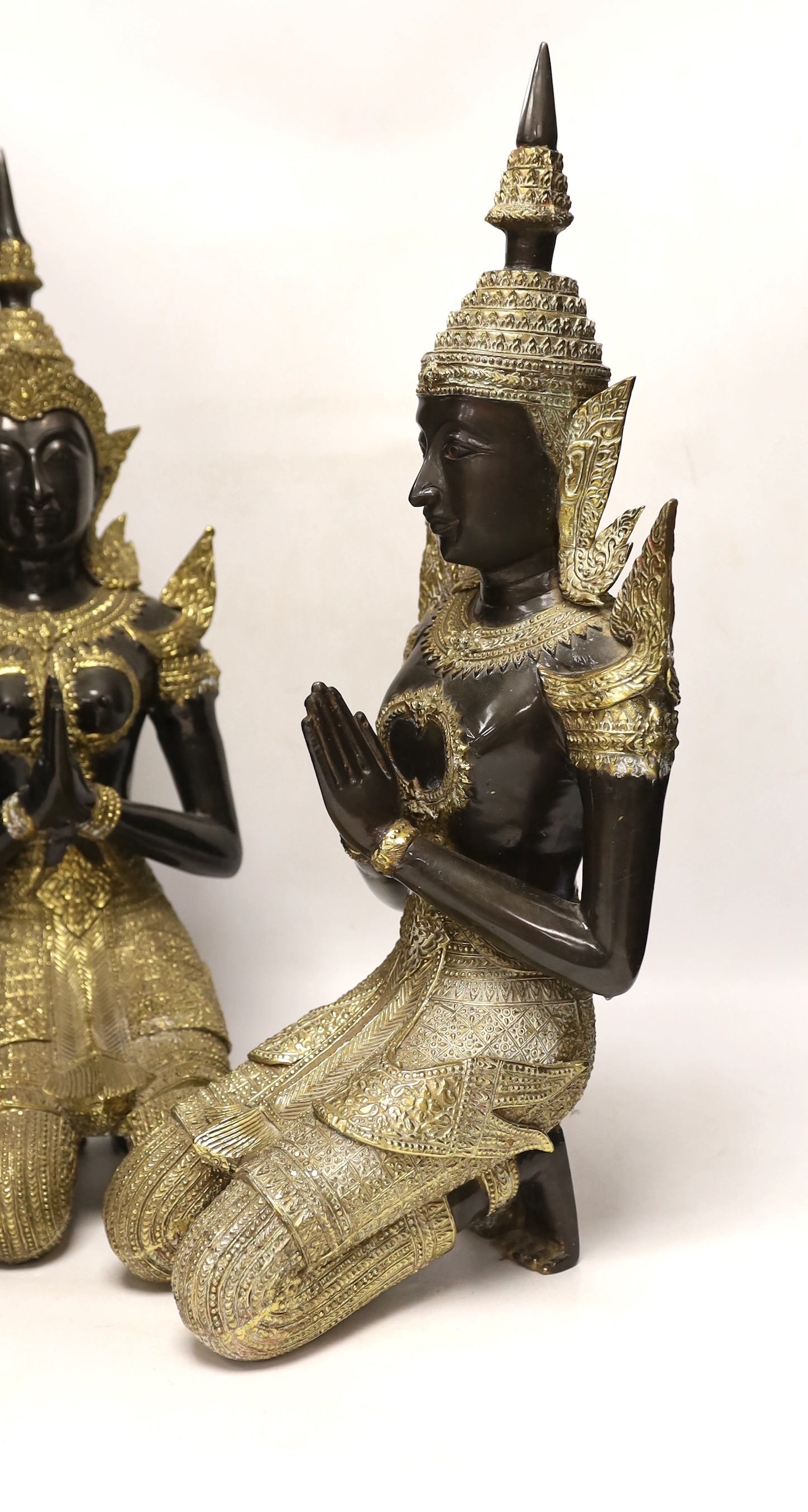 Two 20th century gilt decorated metal models of 'Thai Buddhas', 54 cm high - Image 3 of 4