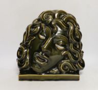 An unusual colour way Royal Copenhagen pottery glazed mask of Medusa, numbered 2950 to the base,