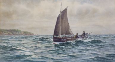 Arthur Dean (Exh. 1899), watercolour, Fishing boat off the coast, signed, 28 x 51cm