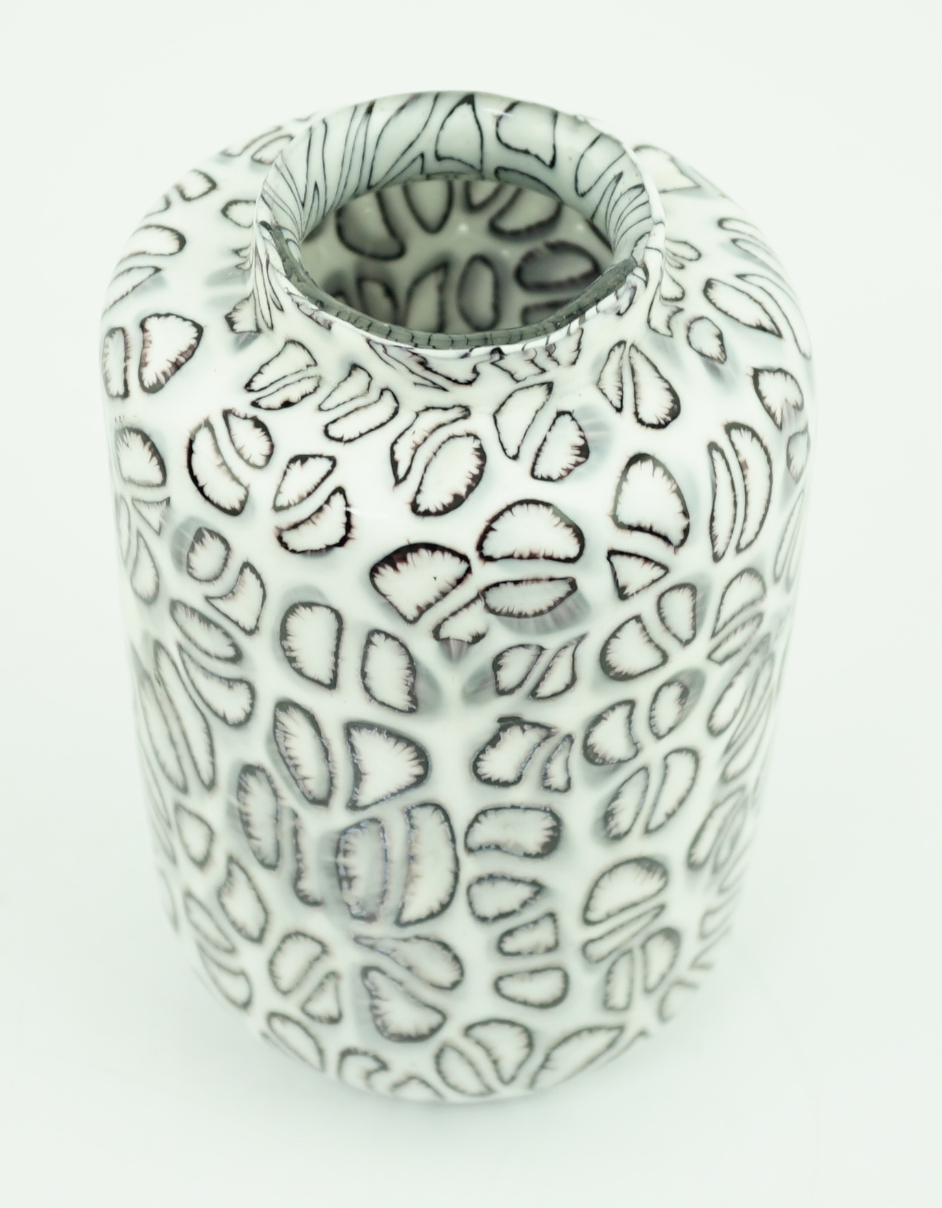 ** ** Vittorio Ferro (1932-2012) A Murano glass Murrine vase, with black segments on a white ground, - Image 2 of 4