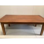 A contemporary Mark Elliot rectangular cherry wood dining table, width 214cm, depth 107cm, height