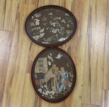 A pair of Chinese painted and cut paper double sided pictures, Qianlong - Jiaqing period, 45cm