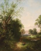 Thomas Stanley Barber (fl.1891-1899), oil on canvas, Rural landscape with figures, signed, inscribed