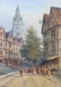 George Gregory (1849-1938), watercolour, Street scene with figures, signed and dated 1901, 36 x
