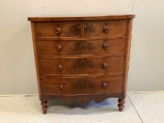 A Victorian mahogany bowfront chest, width 118cm, depth 53cm, height 123cm