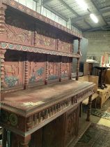 An early 20th century painted carved oak buffet, later painted, width 188cm, depth 55cm, height