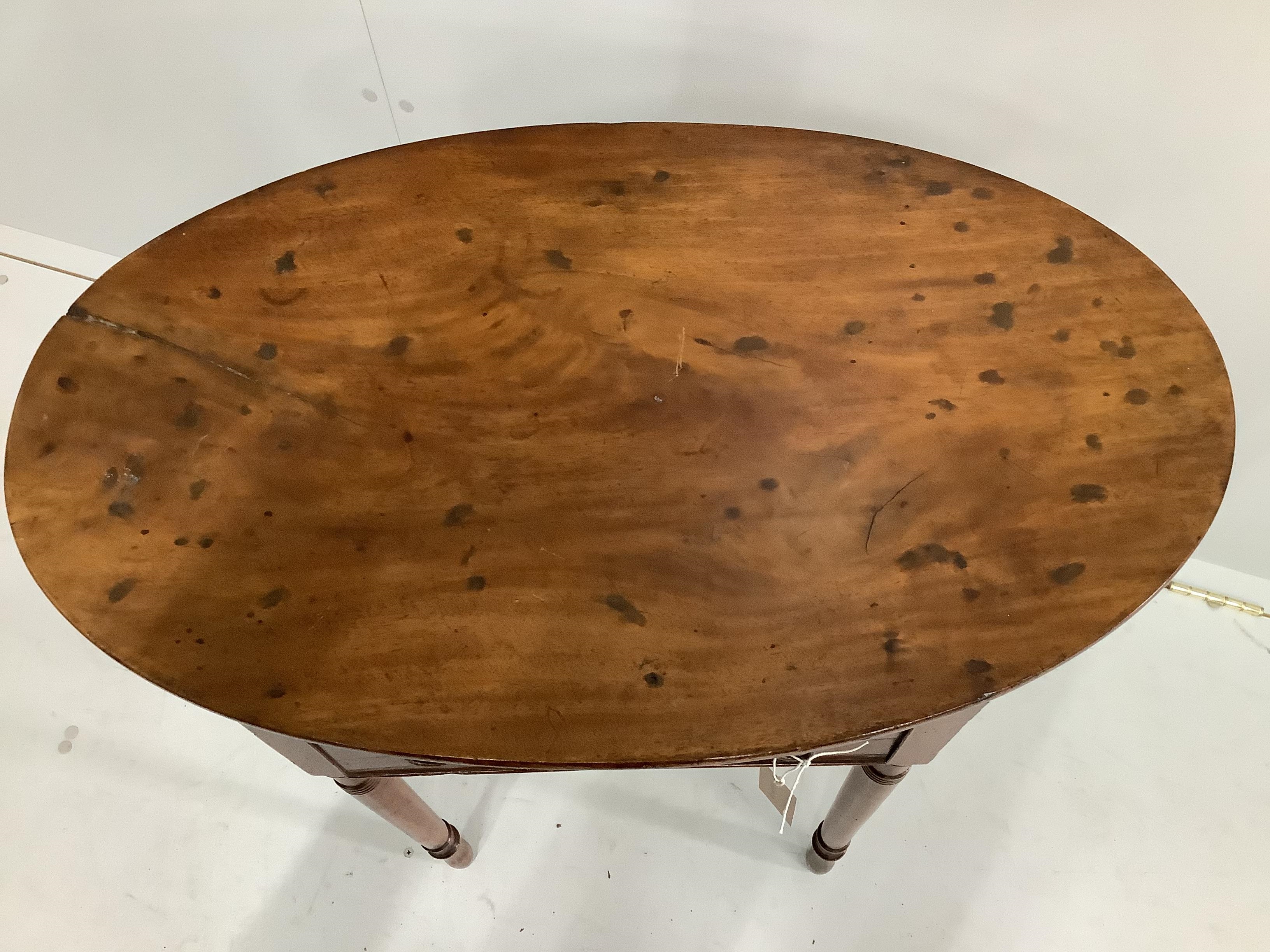 A Regency and later oval mahogany side table, width 76cm, depth 46cm, height 72cm (adapted) - Image 2 of 3