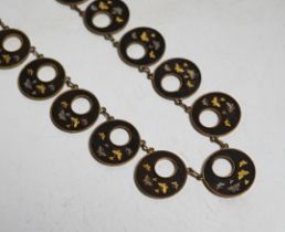 A Japanese mixed metal necklace, early 20th century, stamped K24