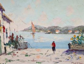 Marc Ottee (Dutch, 1898-1982), oil on canvas, Italian lake scene, signed, label verso, 39 x 49cm