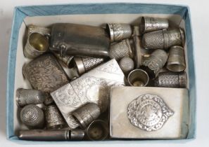 Five assorted early 20th century silver vesta cases, a similar French white metal vesta case, a