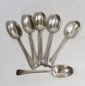 A set of six George V silver Old English pattern dessert spoons, Josiah Williams & Co, London, 1916,