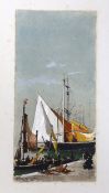 Clara Montalba RWS (1840-1929) watercolour and gouache, Dutch barges, signed and dated '76,