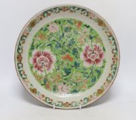 A 19th century Chinese Bencharong enamelled porcelain plate, 32cm