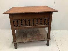 A 19th century Continental rectangular pine meat safe / centre table, width 104cm, depth 82cm,
