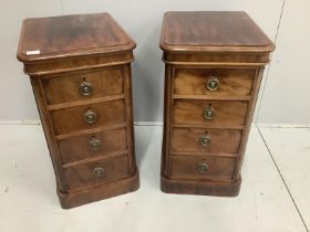 A pair of Victorian mahogany bedside cabinets with dummy drawer fronts, adapted, width 42cm, depth