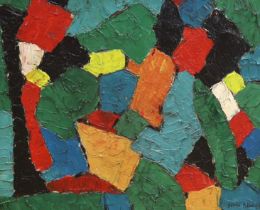 In the manner of Serge Poliakoff (Russian/French, 1900-1969) Impasto oil on board, Abstract