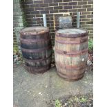 Two coopered barrels, diameter 54cm, height 89cm