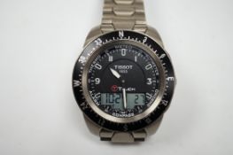 A gentleman's titanium Tissot Touch Expert analogue quartz and digital wrist watch, with box and