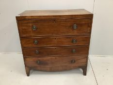A Regency mahogany chest of four long drawers, width 98cm, depth 50cm, height 99cm