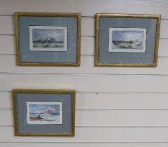 Lieutenant Edward Bampfylde Eagles (19th. C) set of three watercolours comprising, ‘Leaving the