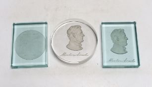 Three glass paperweights - American presidents