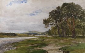 Edmund Morison Wimperis (1835-1900) watercolour, A river bank, unsigned, inscribed in ink and 1420AG