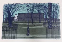 Robert Tavener (1920-2004) two colour lithographs, Salisbury Cathedral and Green Park, each