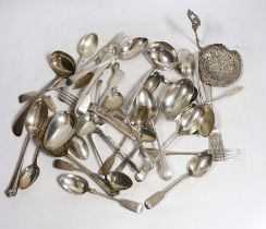 A quantity of assorted 19th century and later silver flatware, various patterns, dates and makers,