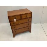 A small Regency style banded mahogany five drawer chest, width 61cm, depth 38cm, height 74cm