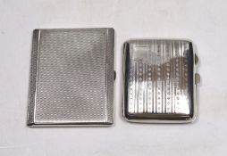 A George V engine turned silver cigarette case, Birmingham, 1935, 10.2cm and one other earlier