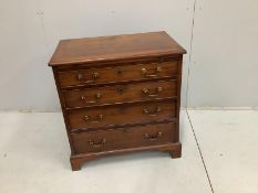 A small George III mahogany banded four drawer chest, width 75cm, depth 46cm, height 78cm