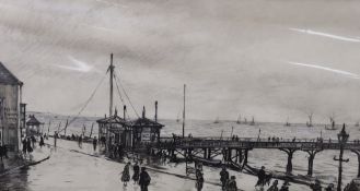 Sir David Muirhead Bone (Scottish, 1876-1953) ink and wash drawing, 'Deal Pier 1920-30', signed,