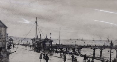 Sir David Muirhead Bone (Scottish, 1876-1953) ink and wash drawing, 'Deal Pier 1920-30', signed,