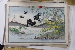 Eleven Japanese woodblock prints including one after Utagawa Kuniyoshi and one after Yanagawa