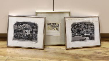 Graham Clarke (b. 1941) three limited edition etchings comprising 'Walton West', 'Mowers' and 'Tom'