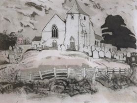 Graham Clarke (b.1941) etching, 'St. Clements, Old Romney', signed in pencil, limited edition, 6/25,