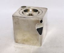 A silver plated Art Deco "Cube" teapot, 9.5cm high